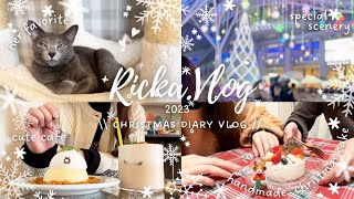 夫と過ごすChristmas Diary Vlog🎄🤍 | 博多駅前クリスマスマーケット🎅🏻❄️ | 手作りケーキでクリスマスパーティー開催🥳🥳