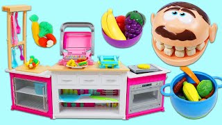 Learn Colors While Pretend Cooking Healthy Play Dough Meals for Mr. Play Doh Head!