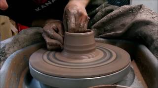 Throwing a 12 oz mug on the potter's wheel