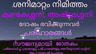 ശനിയുടെ രാശി മാറുമ്പോൾ കണ്ടകശ്ശനി, അഷ്ടമശ്ശനി ദോഷങ്ങൾ ഉണ്ടാകുന്നവരും പരിഹാരങ്ങളും