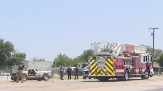 Two injured in single-vehicle rollover pin-in accident