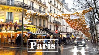 Paris France 🇫🇷 - A walk in Paris in the Rain - Paris 4K HDR walk - Rue des Bulles