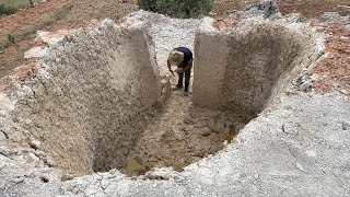 Build UNDERGROUND STONE HOUSE With Fireplace, Camping, Cooking, Nature Sounds, Diy, Asmr