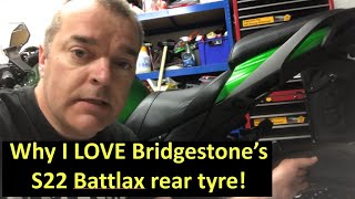 Bridgestone Battlax S22 rear tyre review, Kawasaki Z1000SX ninja 1000