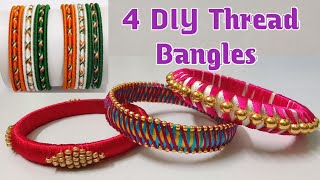 4 DIY Thread bangles | How to make silk thread bangles | Beaded jewelry