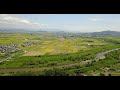 中道農園の稲刈りドローン空撮 （４k） aerial view with drone of harvesting organic rice with yanmer combine.