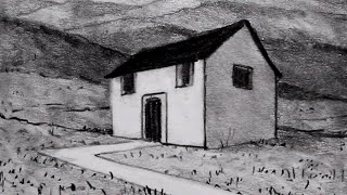 How to Draw a House in Two-Point Perspective in a Landscape: Pencil Drawing