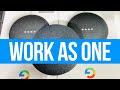 How do I connect two Google Nest Minis to work together as one?