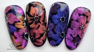 Cat eye gel polish flowers nail art for beginners. How to use cat eye gel polish