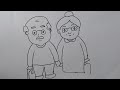 grandparents drawing how to draw grandparents easy for beginners grandma grandpa drawing