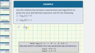 Use the Definition of a Logarithm to Show the Zero Exponent and Identity Property