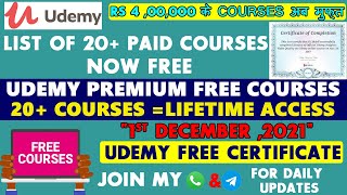 Get Paid Udemy Courses for Free in 2021 | Udemy Free Course With Free Certificate | 20 Free Courses