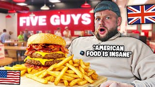 Brits First Time Trying FIVE GUYS!