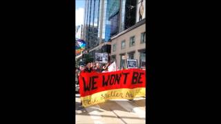 Anti poverty pro homeless protest blocks largest intersection in Toronto