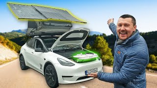 Mein Tesla Camper mit 1,1 kWp Solaranlage, Küche im Frunk \u0026 Bio Range Extender