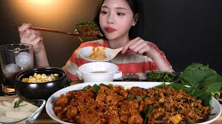 SUB)당면가득 매콤한 야채곱창 먹방 볶음밥 콘치즈계란찜까지 리얼사운드 Gobchang(Stir-fried Pork Tripe) MUKBANG ASMR