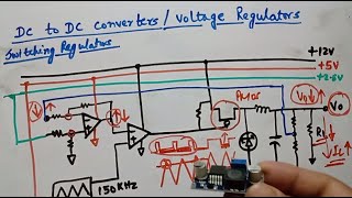 How DC to DC voltage converters, linear and switching regulators work, internal circuit diagram