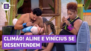 BBB 25: Climão! Aline e Vinícius DISCUTEM: 'Me tratando com GROSSERIA o dia inteiro!'; vídeo