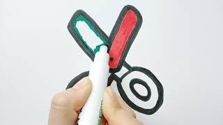 Let's draw scissors for children | 아이들을 위한 가위 그림 그리고 색칠하기