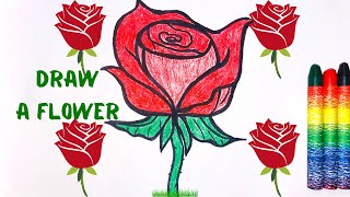 How to draw a Rose/ Рисуем розу/ Dibujar una flor/ Desenhe uma flor/एक फूल खींचे/ Bir çiçek çiz