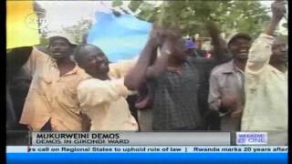 Residents of Gikondi ward in Mukurweini ,Nyeri county protest the poor state of roads