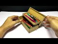 how to make a pencil case from cardboard วิธีทำกล่องดินสอจากลังกระดาษ