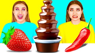 Chocolate Fountain Fondue Challenge | Eating Only Sweet 24 Hours by BaRaDa Challenge