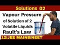 Solutions 02 I Vapour Pressure of Solution of Two Volatile Liquids - RAULT'S Law JEEMAINS/NEET