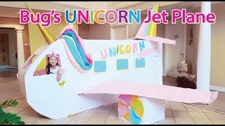 Bug's UNICORN Barbie Airplane Boxfort / Airport Pretend Play