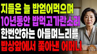 너희도 내가해준 밥 먹지마! 결혼 10년이 넘었는데 자기집에서 식사대접 한번도 안한 아들며느리 괘씸해 똑같이 복수해준 어머니 | 노후 | 사연라디오 | 오디오북 | 시니어이야기