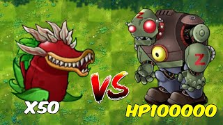 PVZ Fusion Challenge - 50 Fusion Plants Vs Giga Robot Gargantuar Zombie 100000 HP - Who will win?