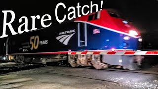 RARE SIGHTING! Amtrak Acela Coming in the DARKNESS (O50)