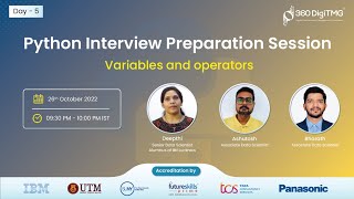 Python Interview Preparation Session | Variables and Operator | Day 5 | 360DigiTMG