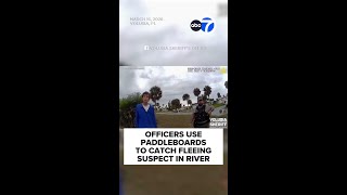 Officers use paddleboards to catch fleeing suspect in river