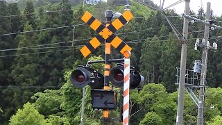 【踏切】山形新幹線 JR奥羽本線　最後に変な音が鳴る踏切 (Railroad crossing in Japan)