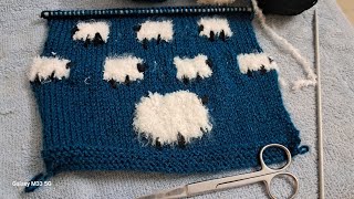 Knitting beautiful  Sheep design pattern for kids sweater/ blanket/caps