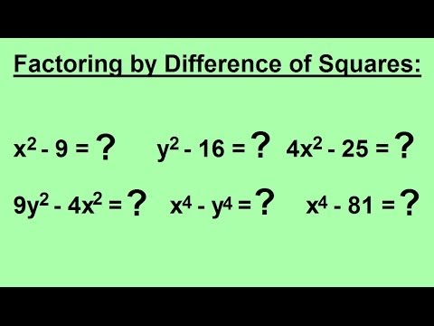 Algebra - Factoring By Difference Of Squares - YouTube