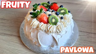 Fruity Pavlova/ Pavlowa -fast and easy recipe for meringue cake/Beza z kremem i owocami