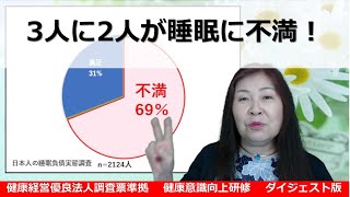 【健康経営優良法人調査票準拠】３人に2人が睡眠に不満