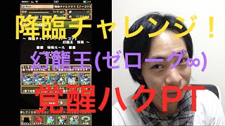 【パズドラ】降臨チャレンジ！〜幻龍王〜ゼローグ∞に覚醒ハクPTで挑戦！