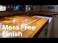 How to re finish a wooden countertop, faster, with no mess!