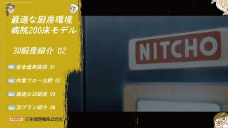 【3D厨房紹介-2-】最適な厨房環境病院200床モデル(日本調理機・作.石塚ワカメ・絵)