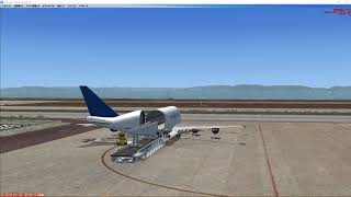 FSXで、ドリームリフターの積み込みを再現