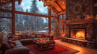 Warm Fireplace Crackling Sounds \u0026 Sweet Christmas Jazz Instrumental 🎄 Cozy Christmas Cabin Ambience