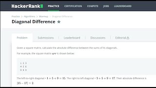 Diagonal Difference | HackerRank | Problem Solving | TAMIL