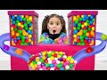 Gumball Machine Toy Adventure: Ellie and Alex's Fun Challenges for Gumballs & Lesson on Moderation