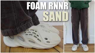 THEY FINALLY RESTOCKED - YEEZY FOAM RUNNER SAND REVIEW & ON FEET + SIZING & HOW TO STYLE