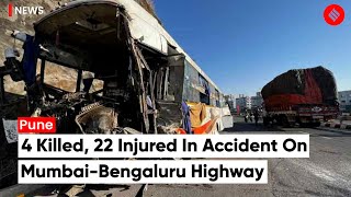 Pune Mumbai Highway Accident:4 killed, 22 injured after bus hit by truck on Mumbai Bengaluru highway