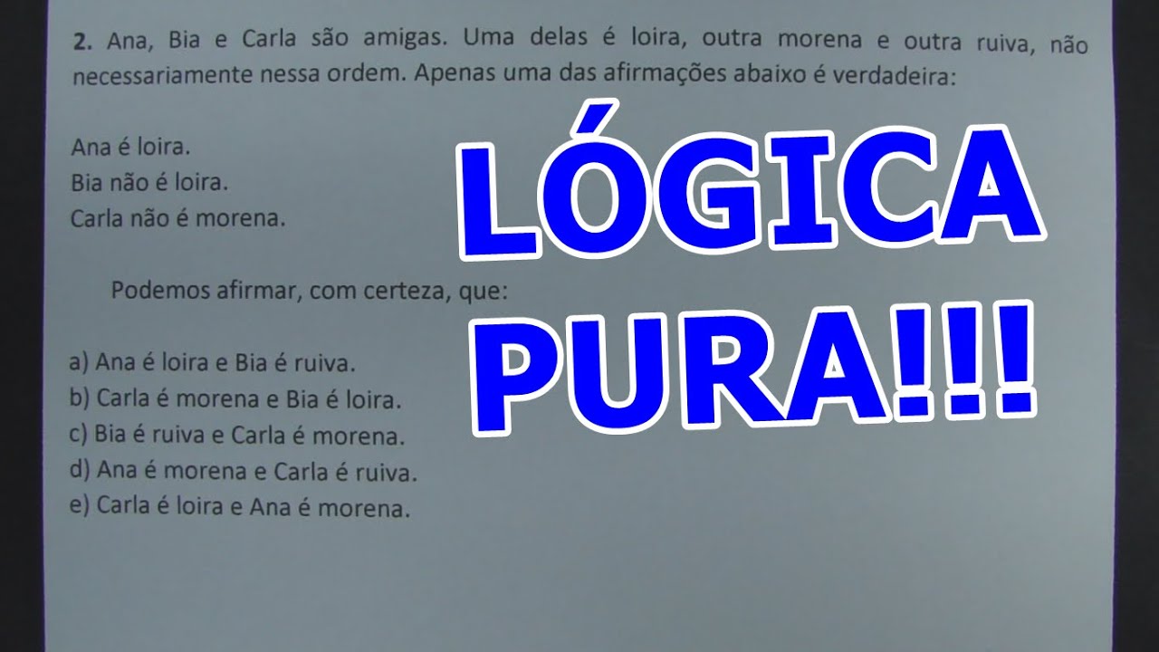 RACIOCÍNIO LÓGICO #102 - QUESTÕES DE CONCURSO!!! - YouTube