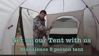 Moonlence 8 person tent set up and Tour!